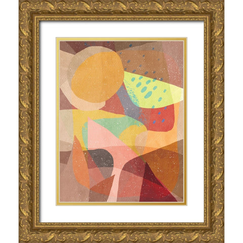 Pastel Shapes a Watermelon Gold Ornate Wood Framed Art Print with Double Matting by Demir, Aylin