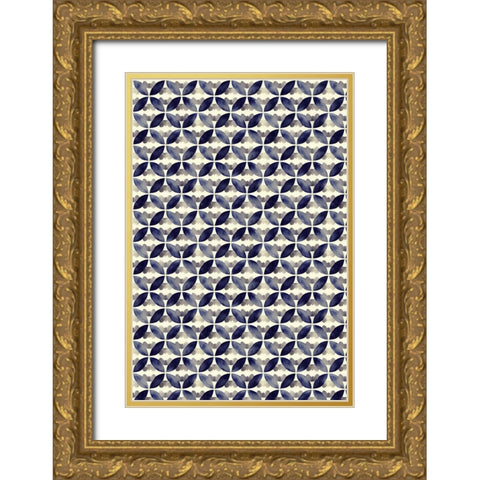 Round Watercolor Pattern Gold Ornate Wood Framed Art Print with Double Matting by Treechild