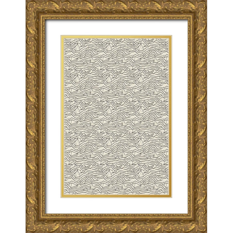 Abstract Lines Pattern Gold Ornate Wood Framed Art Print with Double Matting by Treechild