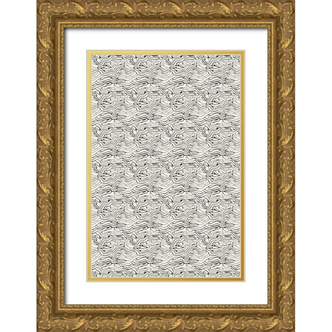 Special Line Pattern Gold Ornate Wood Framed Art Print with Double Matting by Treechild