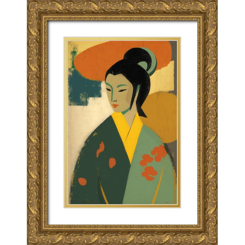Geisha Gold Ornate Wood Framed Art Print with Double Matting by Treechild