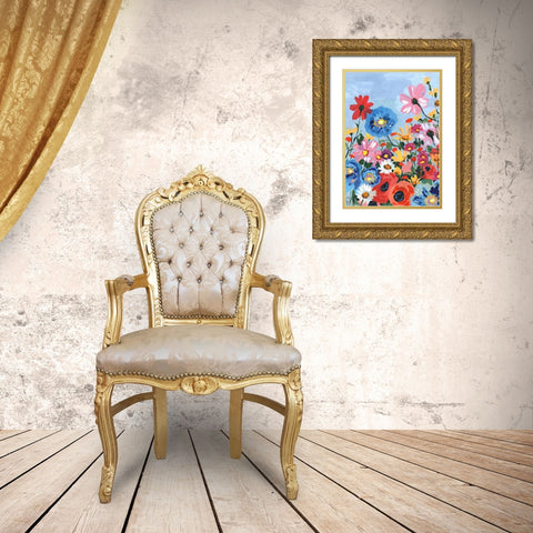 Meadow In June Gold Ornate Wood Framed Art Print with Double Matting by Zwara, Ania