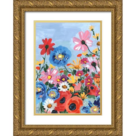 Meadow In June Gold Ornate Wood Framed Art Print with Double Matting by Zwara, Ania