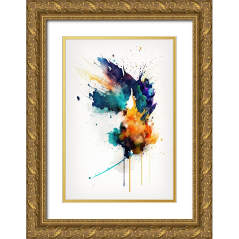 Flight of Colors Gold Ornate Wood Framed Art Print with Double Matting by Mauro