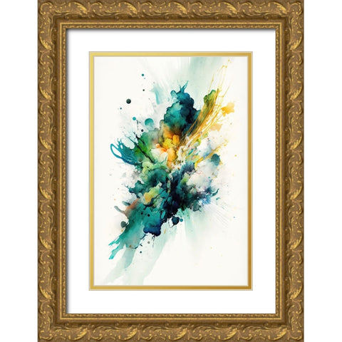 Serenity in Green Gold Ornate Wood Framed Art Print with Double Matting by Mauro