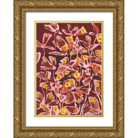 Brown Retro Butterflies Gold Ornate Wood Framed Art Print with Double Matting by Zwara, Ania