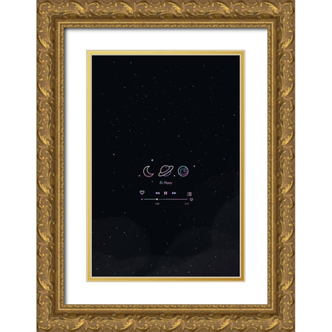 Neon Galaxy Gold Ornate Wood Framed Art Print with Double Matting by Thai, Xuan
