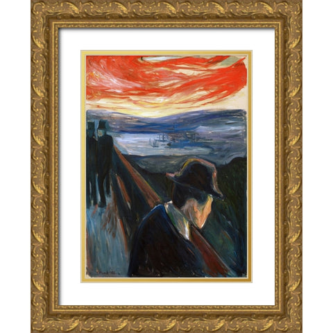 Despair Gold Ornate Wood Framed Art Print with Double Matting by Pictufy