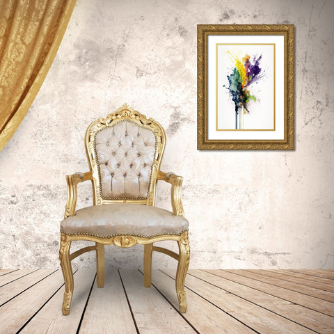 Color Splash Gold Ornate Wood Framed Art Print with Double Matting by Mauro