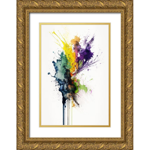 Color Splash Gold Ornate Wood Framed Art Print with Double Matting by Mauro