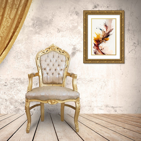 Autumnal Abstract Gold Ornate Wood Framed Art Print with Double Matting by Mauro