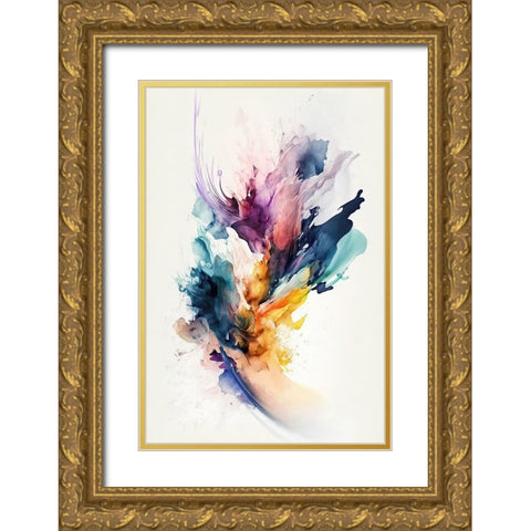 Whispers of Color Gold Ornate Wood Framed Art Print with Double Matting by Mauro