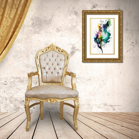 Fluid Abstraction Gold Ornate Wood Framed Art Print with Double Matting by Mauro