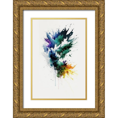 Colorful Splash Gold Ornate Wood Framed Art Print with Double Matting by Mauro