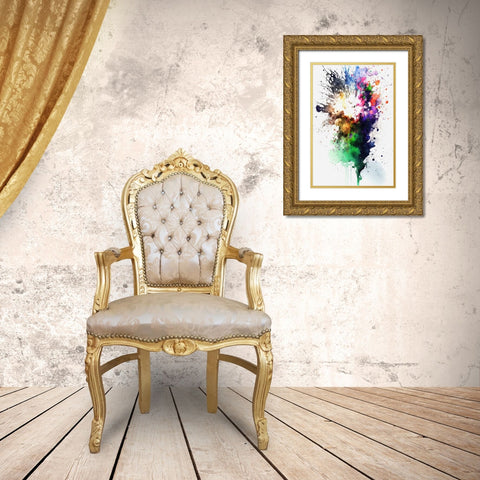 Celestial fireworks Gold Ornate Wood Framed Art Print with Double Matting by Mauro