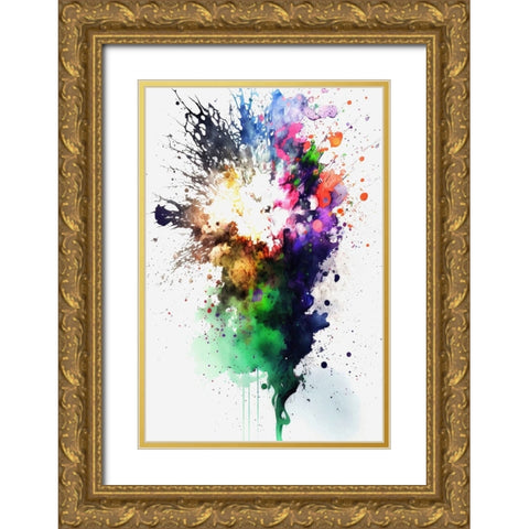 Celestial fireworks Gold Ornate Wood Framed Art Print with Double Matting by Mauro