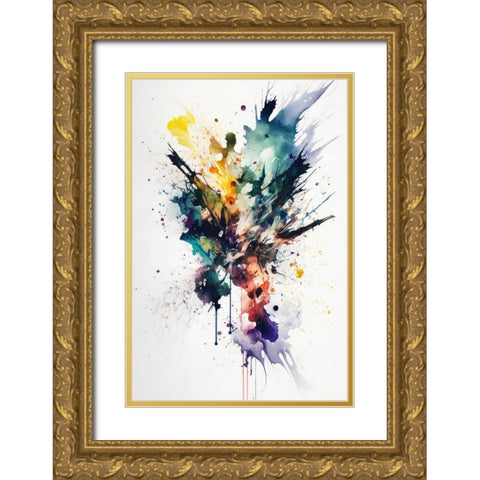 Color Explosion Gold Ornate Wood Framed Art Print with Double Matting by Mauro