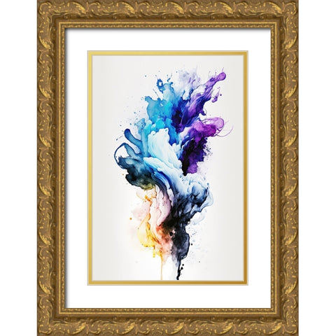 Whispers of Smoke Gold Ornate Wood Framed Art Print with Double Matting by Mauro