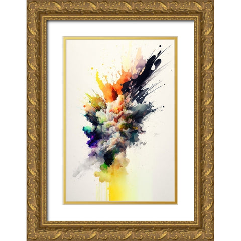 Colorful Explosion Gold Ornate Wood Framed Art Print with Double Matting by Mauro