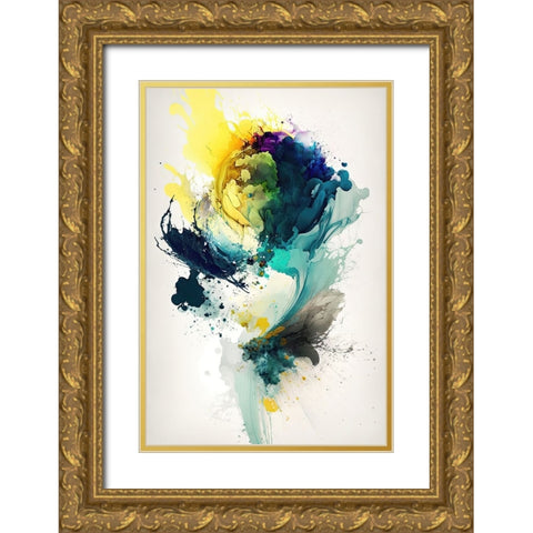 Green Vortex Gold Ornate Wood Framed Art Print with Double Matting by Mauro