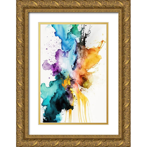 Fluid Mistery Gold Ornate Wood Framed Art Print with Double Matting by Mauro
