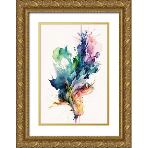 Leafy Whirlwind Gold Ornate Wood Framed Art Print with Double Matting by Mauro
