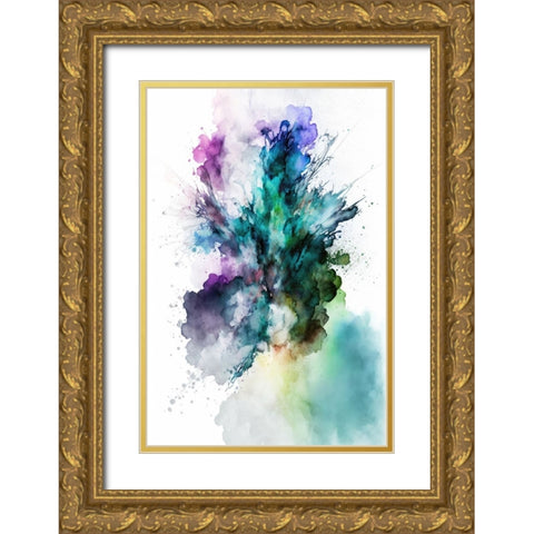 Green Smoke Splash Gold Ornate Wood Framed Art Print with Double Matting by Mauro