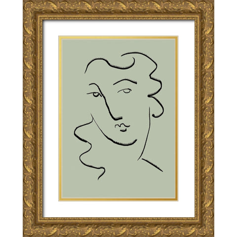 Looking Green Gold Ornate Wood Framed Art Print with Double Matting by Pictufy Studio II