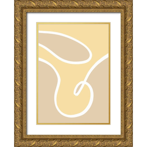 Shape 14 Yellow Gold Ornate Wood Framed Art Print with Double Matting by Pictufy Studio