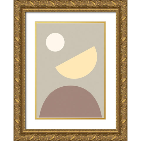 Arches Yellow and Gray Gold Ornate Wood Framed Art Print with Double Matting by Pictufy Studio