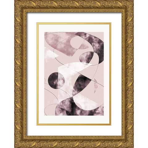 Shapes Shatters Red Gold Ornate Wood Framed Art Print with Double Matting by Pictufy Studio II