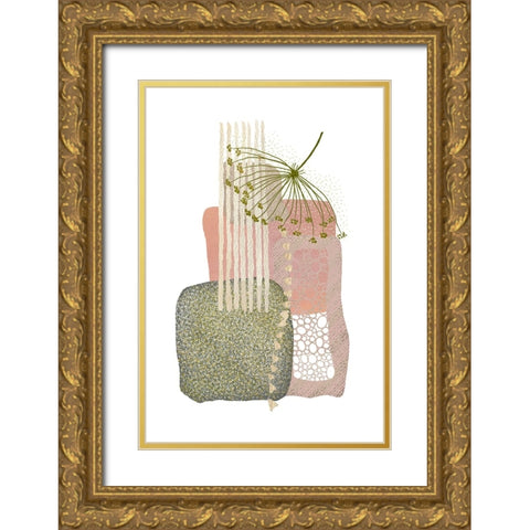 Delicate Pink and Green-3 Gold Ornate Wood Framed Art Print with Double Matting by Moss, Sally Ann