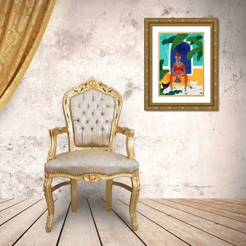 Femm au cigare Gold Ornate Wood Framed Art Print with Double Matting by Tomljanovic, Maja