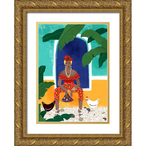 Femm au cigare Gold Ornate Wood Framed Art Print with Double Matting by Tomljanovic, Maja