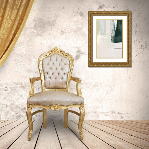 Abstract Shapes in Green-2 Gold Ornate Wood Framed Art Print with Double Matting by Moss, Sally Ann