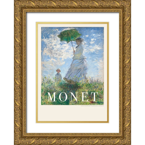 Woman With Parasol Gold Ornate Wood Framed Art Print with Double Matting by Pictufy
