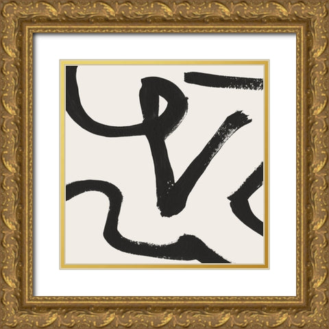 Curvy Lines Gold Ornate Wood Framed Art Print with Double Matting by Hobday, Dan