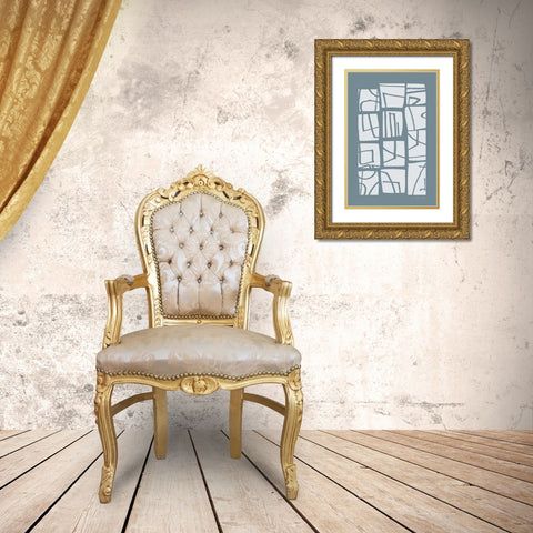 Shapes and Lines Gold Ornate Wood Framed Art Print with Double Matting by Hobday, Dan