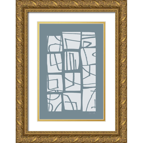 Shapes and Lines Gold Ornate Wood Framed Art Print with Double Matting by Hobday, Dan