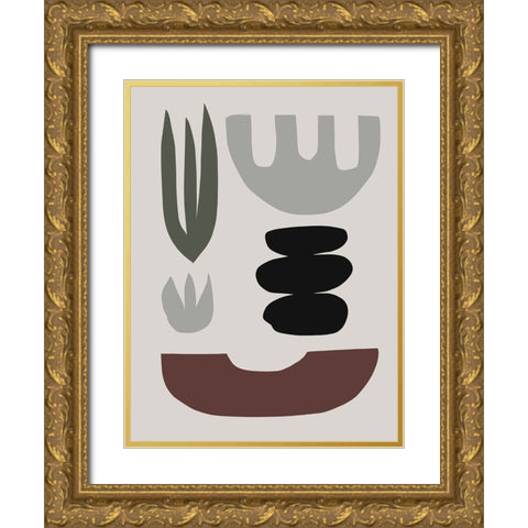 Shapes Gold Ornate Wood Framed Art Print with Double Matting by Hobday, Dan