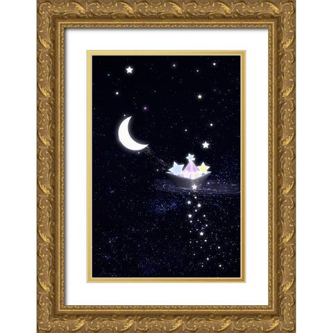 6000x9000 Starry boat Gold Ornate Wood Framed Art Print with Double Matting by Thai, Xuan
