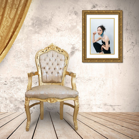 Asami Gold Ornate Wood Framed Art Print with Double Matting by h112o1