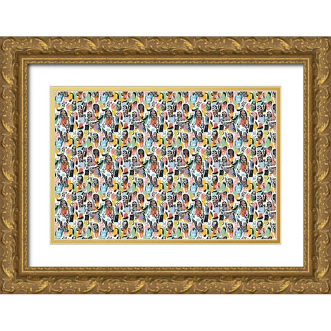 Pattern No 141 Gold Ornate Wood Framed Art Print with Double Matting by Treechild