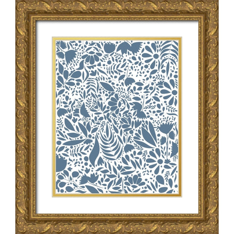 Scandi blue white pattern 2 Gold Ornate Wood Framed Art Print with Double Matting by Manovski, Sarah