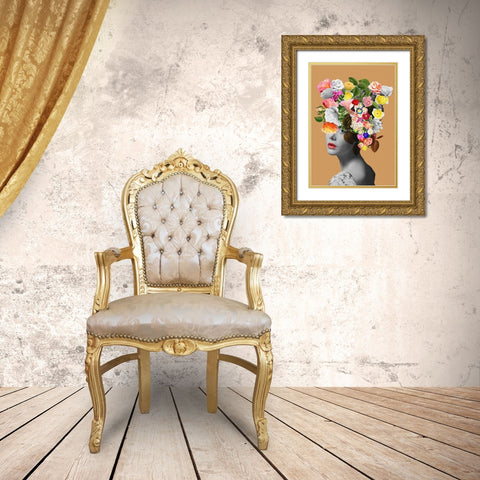 Floral portrait Gold Ornate Wood Framed Art Print with Double Matting by Floral Studio, Frida