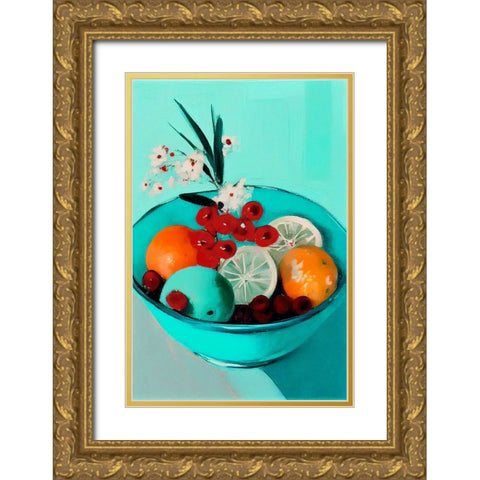Delicious Fruits Gold Ornate Wood Framed Art Print with Double Matting by Treechild