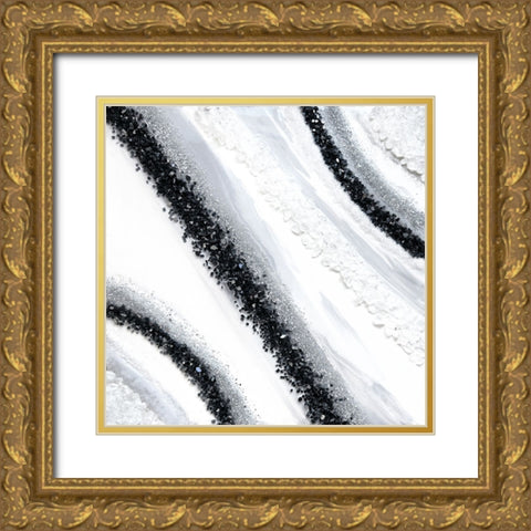 Black and White Geode Gold Ornate Wood Framed Art Print with Double Matting by Storms, Alyson