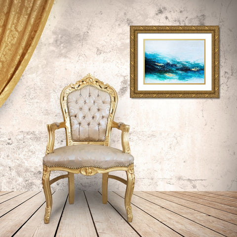 Flourishing Wave Gold Ornate Wood Framed Art Print with Double Matting by Storms, Alyson