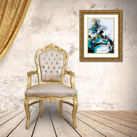 Green and Gold Smoke Gold Ornate Wood Framed Art Print with Double Matting by Storms, Alyson