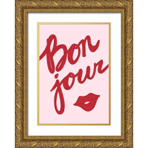 Bonjour Lip Gold Ornate Wood Framed Art Print with Double Matting by Fritsch, Athene